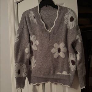 Floral Gray Sweater